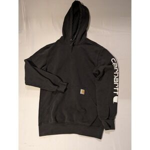 Carhartt Men's Small Black Loose Fit Hoodie Long Sleeve Logo Pocket Heavy Duty